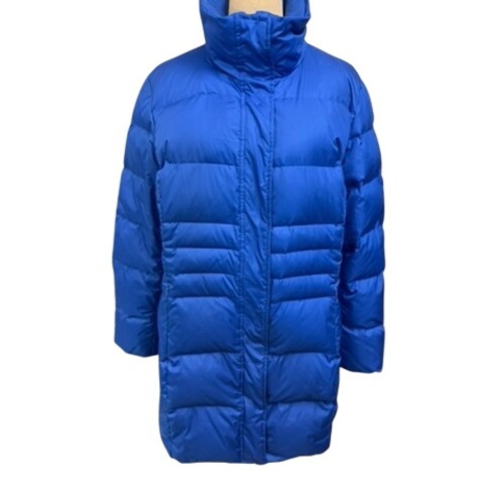 Talbots Longline Quilted Puffer Down Coat  Ribbed Collar Padded Jacket XL READ!